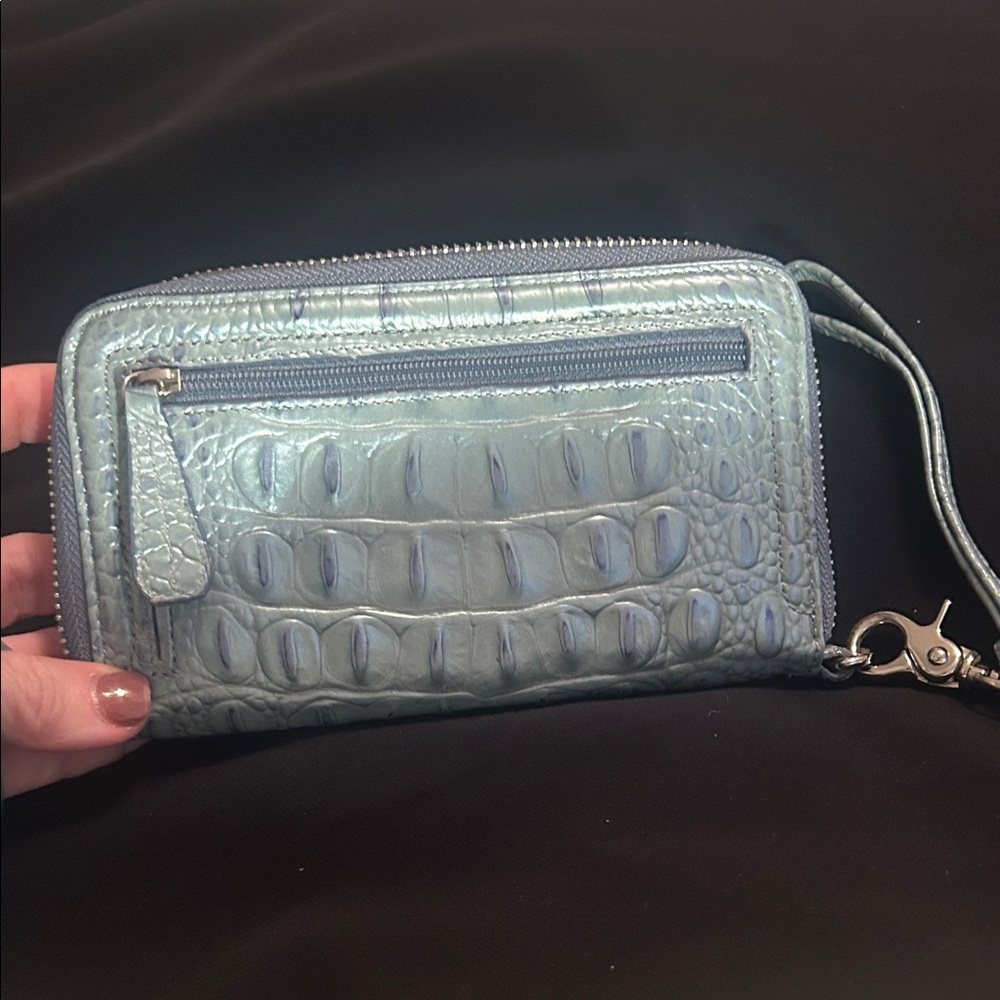 Brahmin Light Blue Croc-Embossed clutch/wallet - Picture 3 of 7